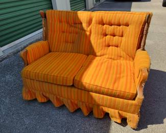 Vintage Herculon fabric platform rocker settee