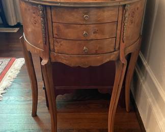 Antique Burlwood French Demi-Lune Stand