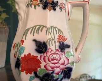 Antique Gaudy Welch Pitcher with Face Spout