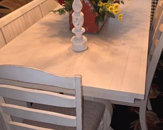 Extending Pedestal White Washed Table with Accordian Leaves