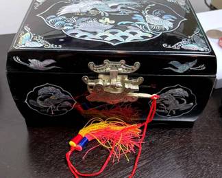 Lacquer Jewelry Box With Assorted Jewelry