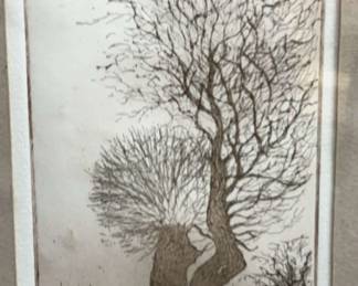 Artist Signed Woods Lithograph