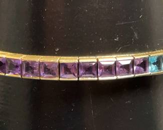 14K Gold Albert David Pearls Gems Stamped Bracelet