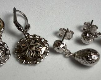 14k White Gold Earrings Stamped GCJ