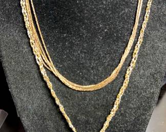 Two Sterling Necklaces A Pair of Earrings