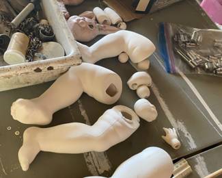 ceramic doll parts, molds and all you need to make dolls and many other items