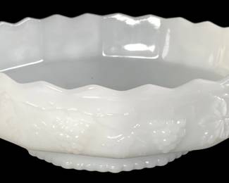 Grape and Leaves Milk Glass Bowl