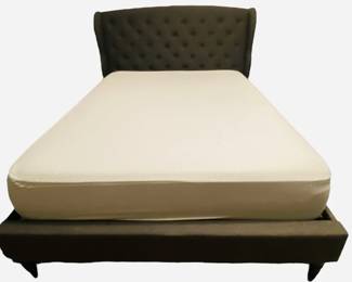 Queen Gray Upholstered Bed