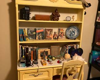 Matching desk with shelves.