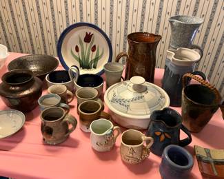 Lots of handmade pottery.