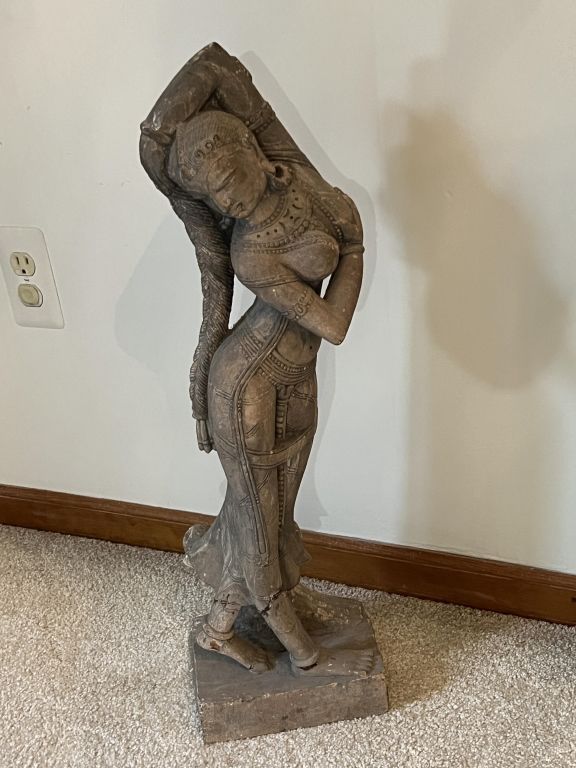 Lot 1 | Faux Bois Concrete Indian Female Figural Statue
