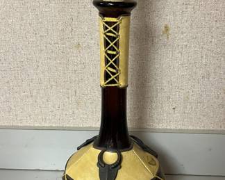 Lot 124 | Leather Wrapped Amber Glass Decanter Bottle
