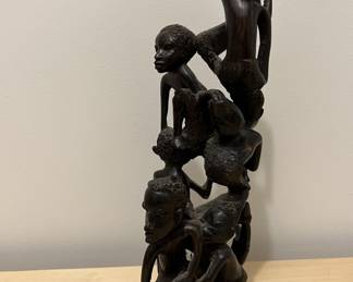Lot 54 | Carved African Wood Teamwork Statue Figurine
