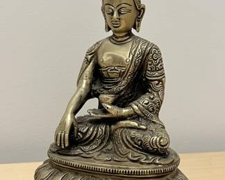 Lot 61 | 6" Heavy Cast Brass Buddha Statue Figurine
