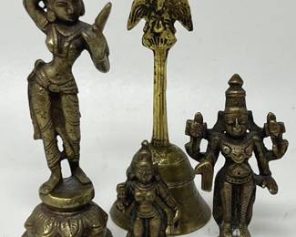 Lot 78 | Indian Deity Brass Statues Figurines Bell
