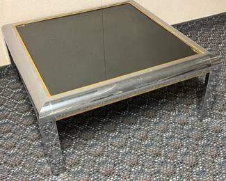 Lot 25 | Modernist Chrome & Brass Coffee Table 36"
