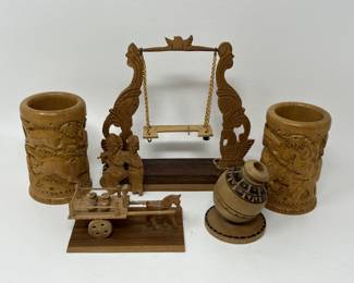 Lot 83 | Carved Stone Animal Figurines & Candlestick
