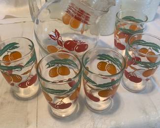 Vintage juice pitcher and glasses