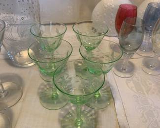 Vintage etched cocktail/martini glasses