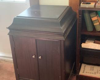 Victrola case, records are below but Victrola has been removed