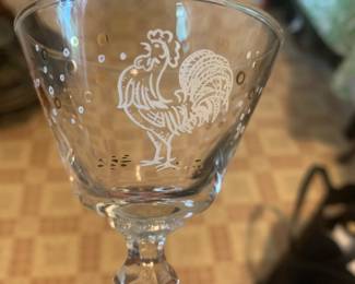 Vintage Libbey Chanticleer Rooster Cocktail Glasses and Shakers