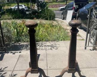 Iron Fireplace Andirons - pair