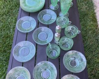 Depression Glass- Tiara Chantilly Green 4 pc set 