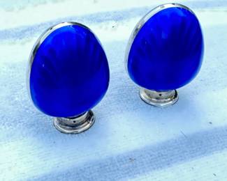 Thune Guilloche and Sterling Salt & Pepper Shakers