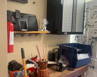 Many hand tools, diamond plate cabinets and storage caddy's... Everything storage & tool related for sale! (even if its attached to the walls!)