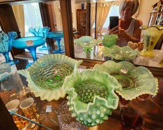 green opalescent art glass