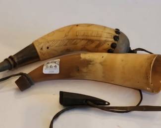 Cow horn powder horn and dog horn