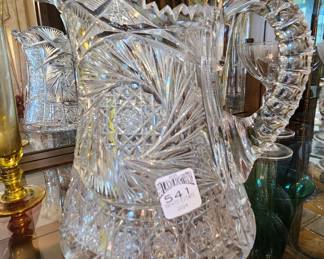 Brilliant cut crystal pitcher