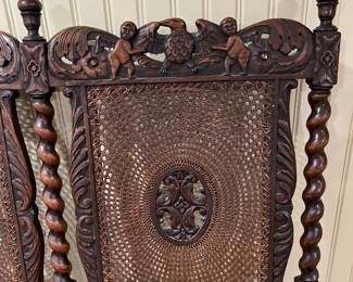 Amazing Jacobean Renaissance Barley Twist Cherub Carved Parlor Loveseat Bench Settee ~~~ Spectacular