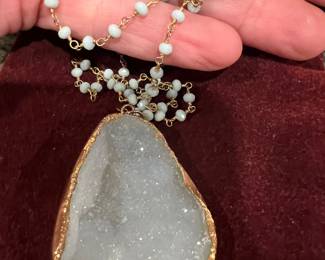 Aquamarine DRUZY Pendant Necklace