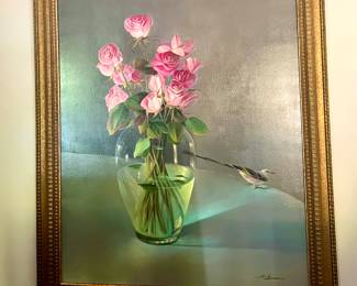 Oil on canvas floral still life