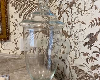 Pair of large Simon Pearce covered apothecary jars