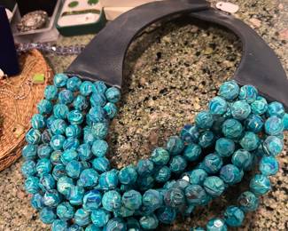 FAIRCHILD BALDWIN Designer Necklace~~~~ 
Shades of Blue 8mm & Multistrand~~~ Pretty!