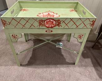 Garden Tin Tray Table Hand Painted ~~~ Pretty Conversation Piece & very Versatile