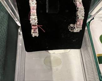 Sterling Pink Topaz Hoop Earrings