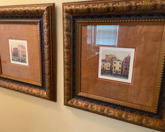 Set of two frame prints with suede matting