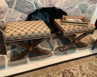 Matched set of benches/footstools by Ethan Allen