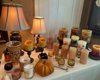 pillar candles, votives, lamps, and more