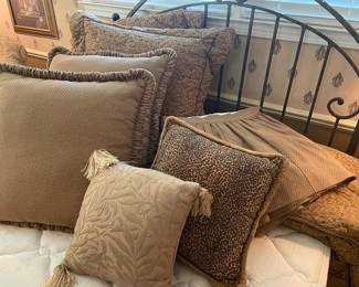 Occasional pillows, queen bedskirt, duvet and Euroshams