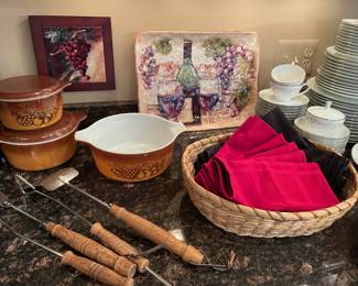 Vintage pyrex, BBQ tools and more