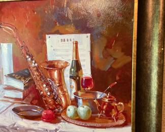 Large framed acrylic