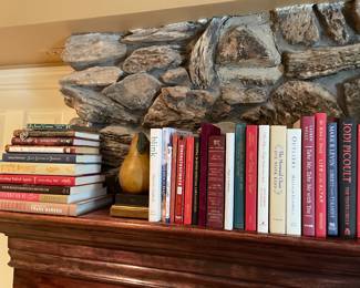 Books and apple bookends
