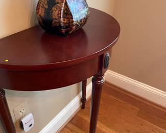 1/2 round entryway console side table and urn