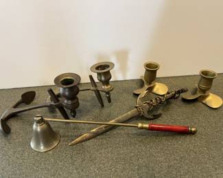 Lot 94 | Nautical Brass Candlesticks, Letter Opener