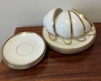 Lot 139 | Limoges Star Pattern Teacups Saucers