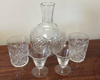 Lot 138 | Cut Crystal Decanter & Rocks Glasses